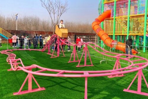 Bike Powered Roller Coaster Well Received by Families in a Park