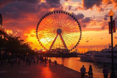 Ferris Wheel Landmark Building in Park